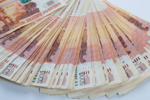 istock Russian rubles, bills of various denominations 1387483765