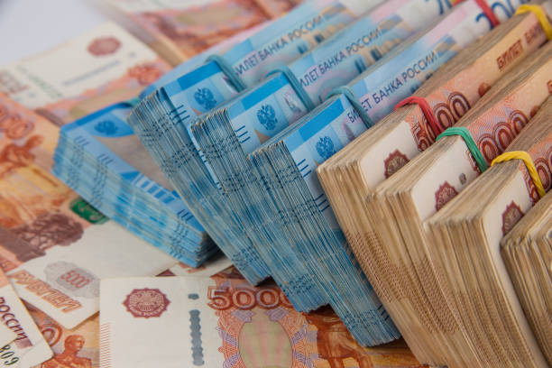 istock Russian rubles, bills of various denominations 1387483785