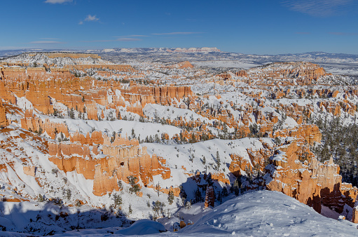 a snow covered landscape in Bryce Canyon National Park Utah in winter