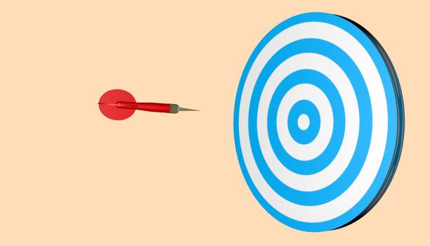 istock Red dart arrow hit the center of target . 3D render. 1387487054