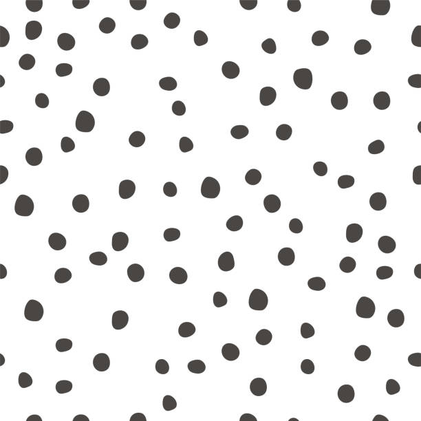 Polka dot seamless pattern with round hand drawn shapes Polka dot seamless pattern with round hand drawn shapes. Baby vector print for fabric, textiles. Dots background weird spot stock illustrations