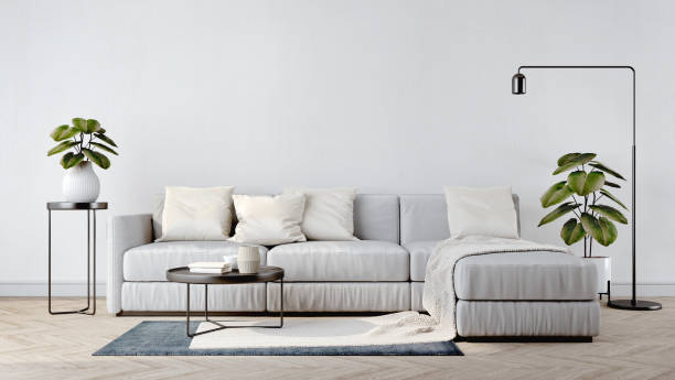 istock White living room in modern style with sofa,table,rubber plant and floor lamp.3d rendering 1387489698