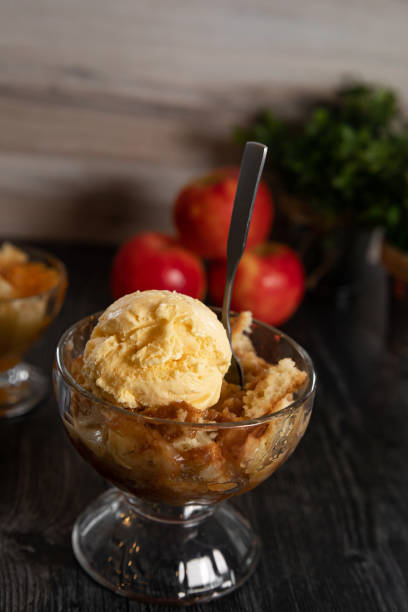 istock Apple cobbler dessert in large glass bowl 1387492446