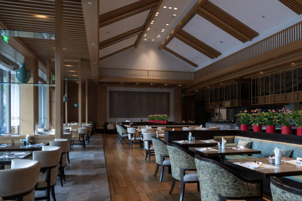 istock Restaurant interior, part of hotel 1387494788