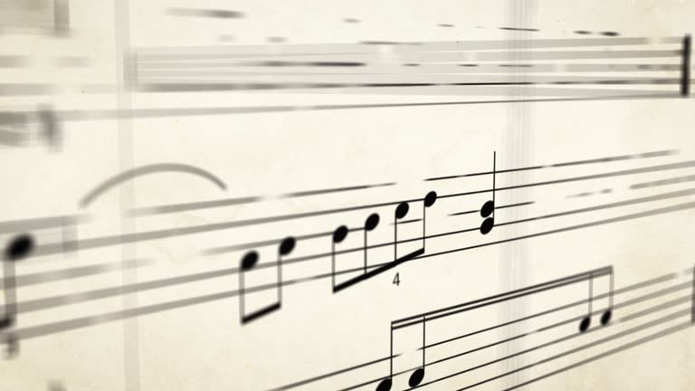 Notes gradually appear on sheet of music