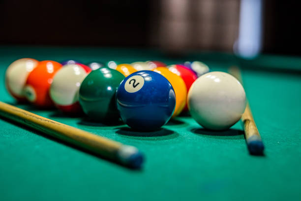istock Set of billiard balls on the table 1387505839