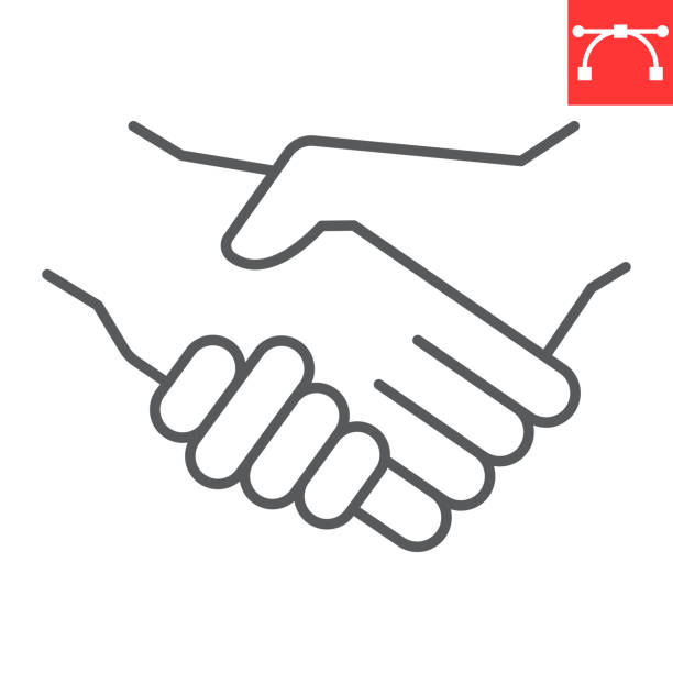 handshake line icon - handshake stock illustrations