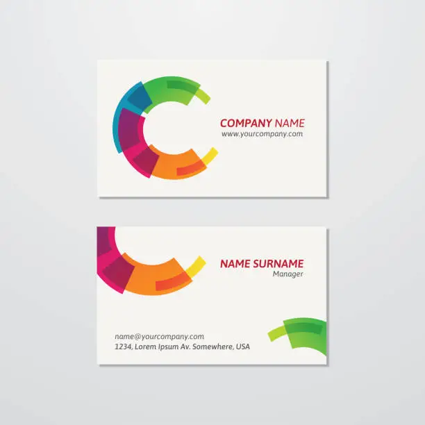 Vector illustration of Business card design with C shaped logo