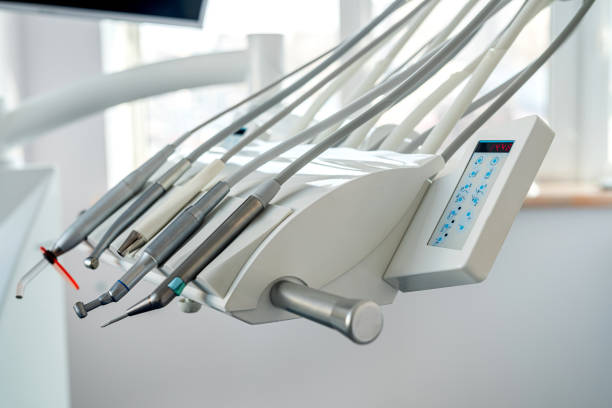 스토마토로스트기기 클로즈업 - dentists chair dental equipment dentist office dental drill 뉴스 사진 이미지