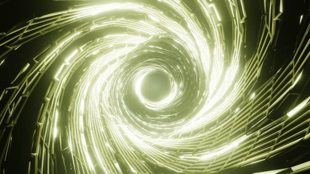 istock 3D Rendering. Flight in abstract sci-fi tunnel. Futuristic motion graphics, high tech background 1387509160