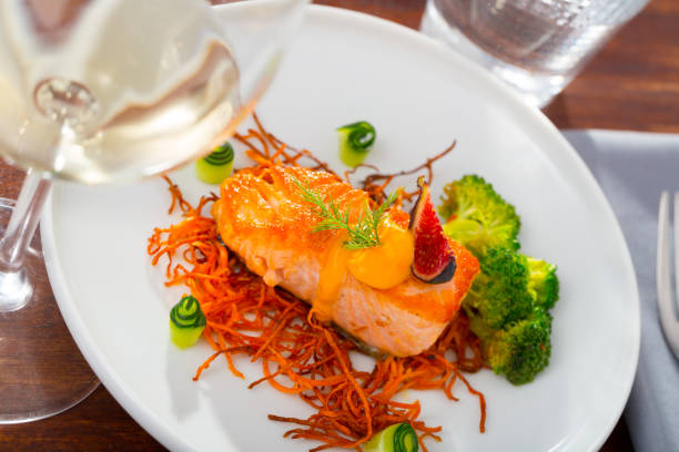 istock Salmon steak on carrot brush 1387511855