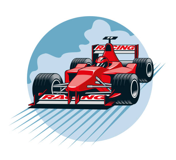 ilustraciones, imágenes clip art, dibujos animados e iconos de stock de coche deportivo de carreras de fórmula, concepto de velocidad. ilustración vectorial de bólido de carreras rojas. - racecar