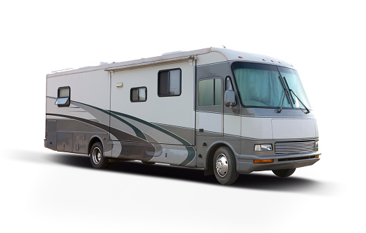 Motorhome side view  isolated on white background