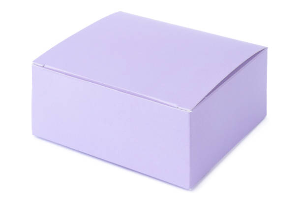 istock Purple paper gift box isolated on white 1387515476