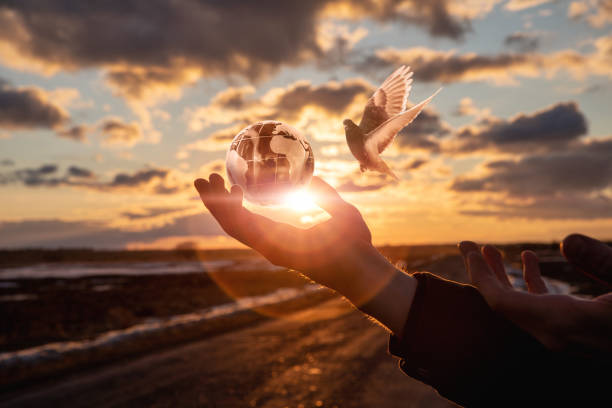 Concept of peaceful world peace. stock photo