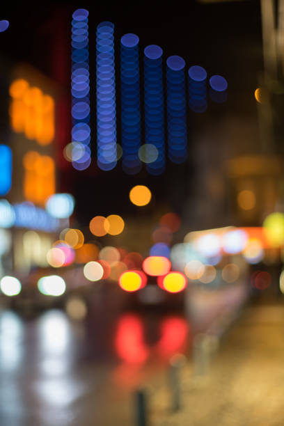 City traffic light blur background bokeh