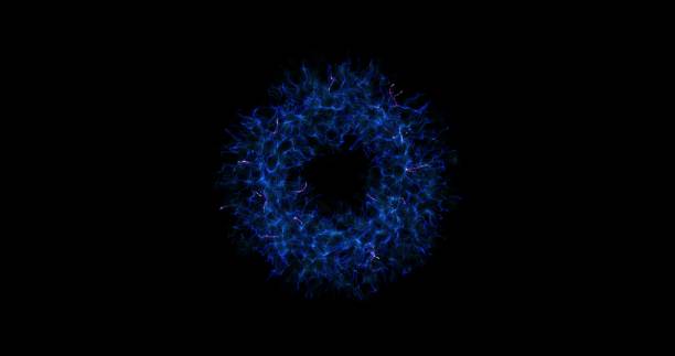 istock Abstract technology blue sphere background made of animated lines and dots, particles. blend mode 4K, FUI element. geometric background from abstract molecules 1387521430