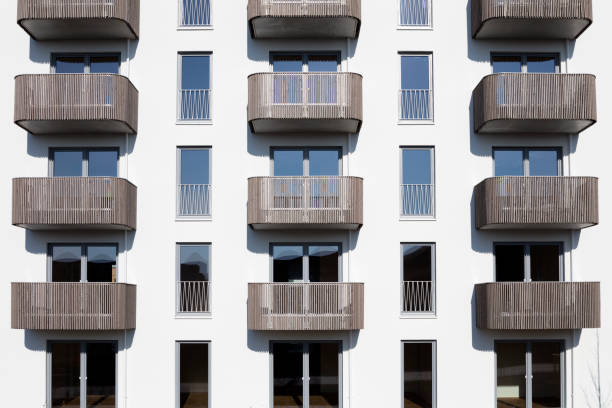A residential district with apartment blocks in Germany.