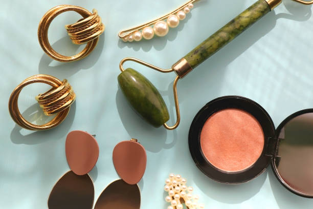 istock Beauty Products and Gold Accessories 1387527877