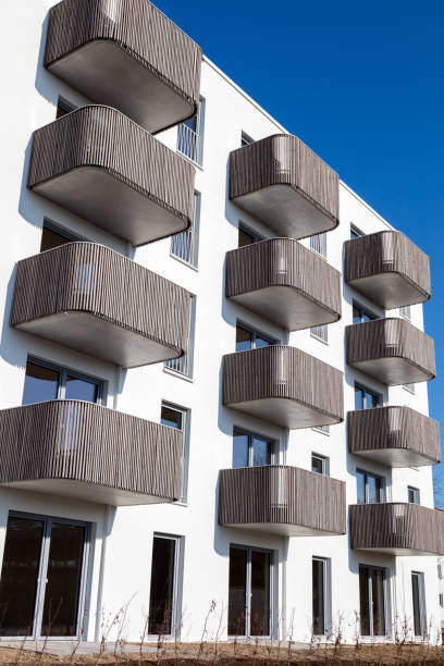 istock Modern New Architecture, Apartment Building with Balconies 1387528012