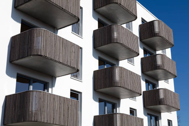 istock Apartment Building with Balconies, Modern New Architecture 1387528344