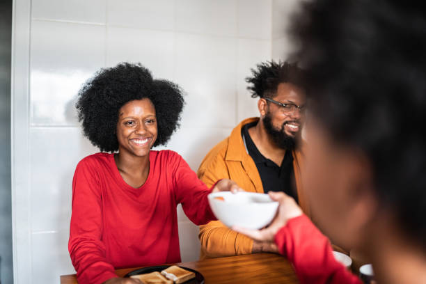 istock Family having breakfast at home 1387529114