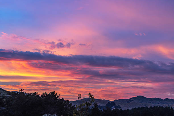 istock Pink and gold sky at sunrise 1387534341