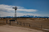 Windmill with Pikes Peak in the background