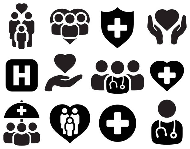 Medical icons in black Vector illustration of medical icons. health icons stock illustrations