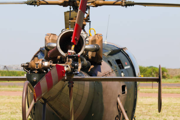 istock Military Helicopter Rear View With Tail Rotor Abstract 1387550274