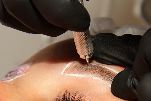 Microblading process, eyebrow permanent micro blading