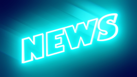 Illuminated beautiful Neon word News, Illustration Abstract 3d Render