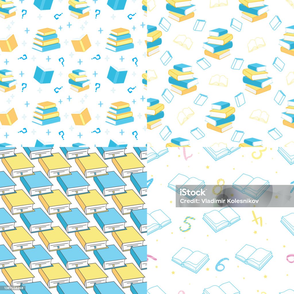 Books Pattern Image Book Patterns Set Library Study Vector Stock Illustration - Download ...