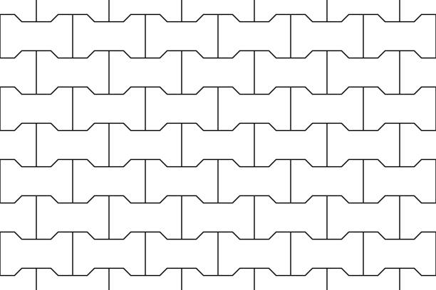 ilustrações de stock, clip art, desenhos animados e ícones de white seamless pattern of pavement with interlocking blocks - driveway brick paving stone interlocked