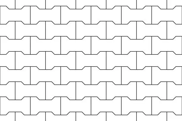 Vector illustration of White seamless pattern of pavement with interlocking blocks
