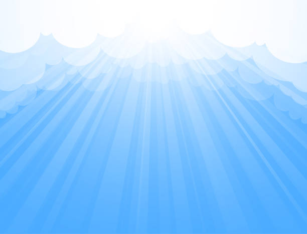 blauer himmel leuchtend licht vektor wolken hintergrund - gods rays stock-grafiken, -clipart, -cartoons und -symbole