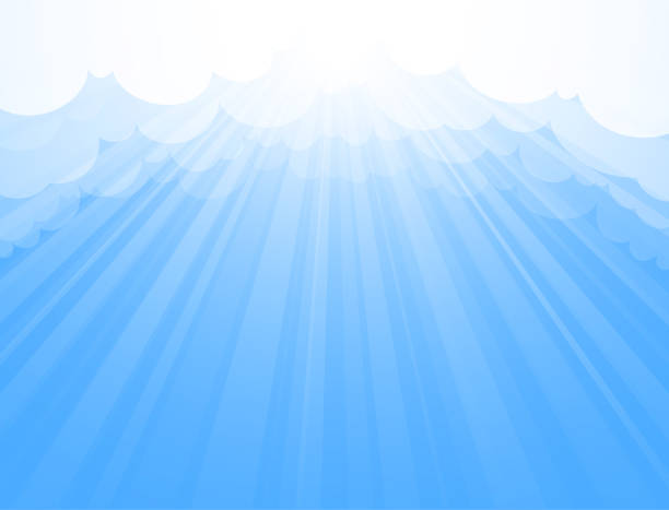 ilustraciones, imágenes clip art, dibujos animados e iconos de stock de cielo azul brillante luz nube vectorial fondo - gods rays