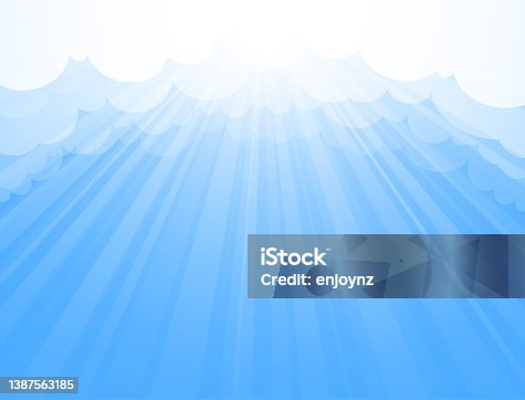 istock Blue heaven shining light vector clouds background 1387563185