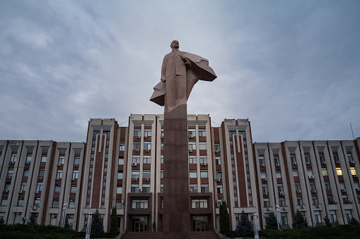Picture of the Lenin statue in front of the parliament of Transnistria in Tiraspol. Transnistria (also called Trans-Dniestr or Transdniestria) is a small breakaway state located between Moldova and Ukraine. Unlike Moldova, following the dissolution of the USSR the de facto sovereign state of Pridnestrovia chose not to separate from the Russian Federation and this escalated into a military conflict with Moldova in March 1992. A ceasefire was concluded in July 1992 and Transnistria is now an unrecognized independent presidential republic with its own government, parliament, military, police, postal system, and currency.