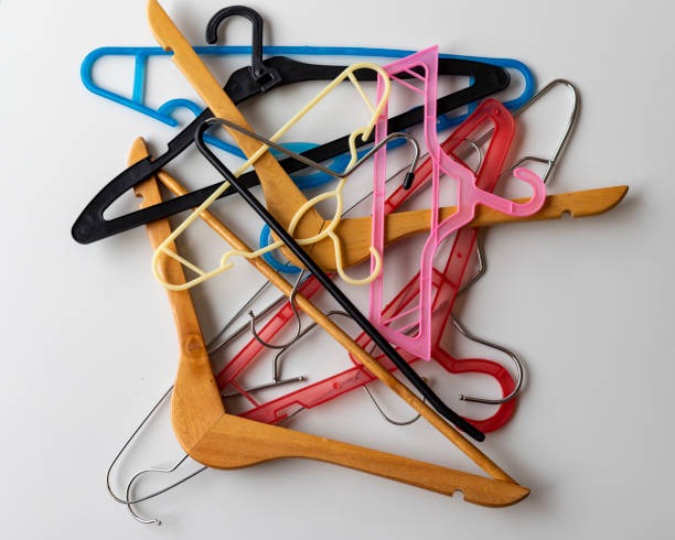 Cloth hanger mixed sizes and shapes on a white background