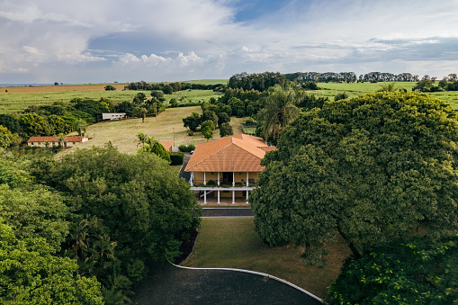 Aerial view of farmhouse in southeastern Brazil