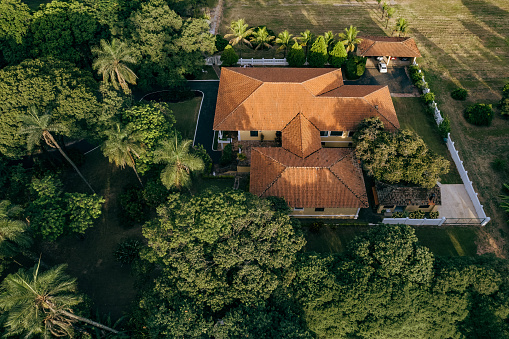 Roof top view of farmhouse in Brazil