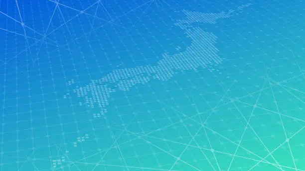 Vector illustration of Digital gradient background of Japan map.