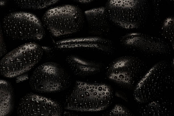 Wet polished rocks are glistening after the rain, creating a beautiful natural background