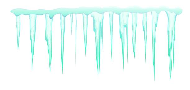 ilustraciones, imágenes clip art, dibujos animados e iconos de stock de carámbanos de hielo. goteo de agua congelada. techo de objetos de invierno. aislado sobre fondo blanco. vector - icicle ice backgrounds melting