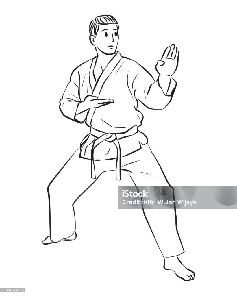 Ilustración de Karate Artes Marciales Pose Línea Dibujos Animados  Ilustración Vectorial y más Vectores Libres de Derechos de Cuerpo humano -  iStock