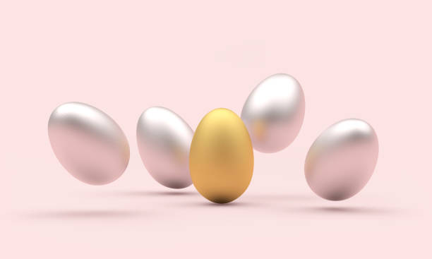 istock A group of golden and silver eggs. 3D illustration 1387596207