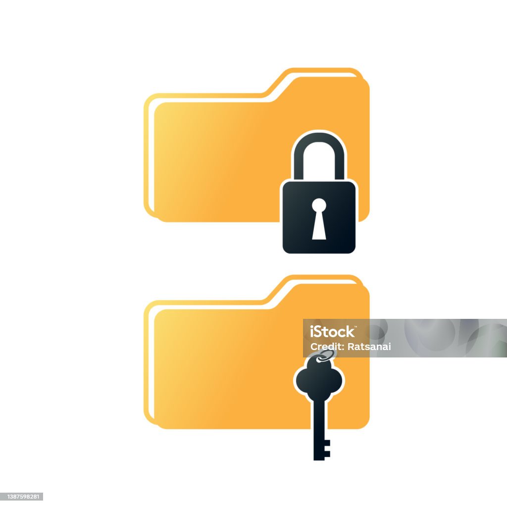 Folder Lock Stock Illustration - Download Image Now - Computer, Lock ...