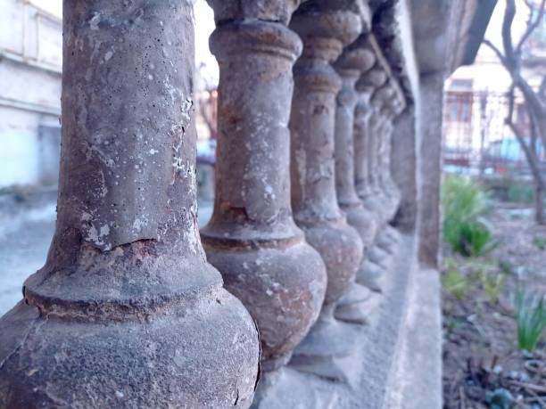 balusters close up shot in an urban garden