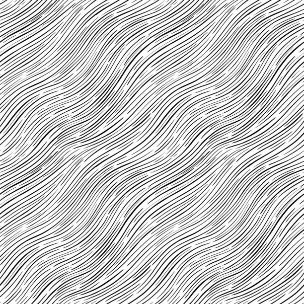 ilustrações de stock, clip art, desenhos animados e ícones de seamless abstract wave pattern background. decorative design freehand creative paint. texture chaotic element - backgrounds textured inks on paper black